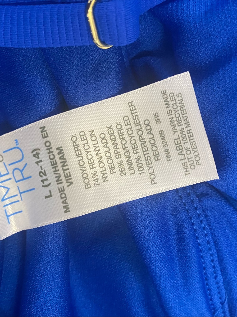 Time And Tru Woman's Ribbed One Piece Swimsuit/ Bathing Suit L 12-14 - Picture 5 of 6